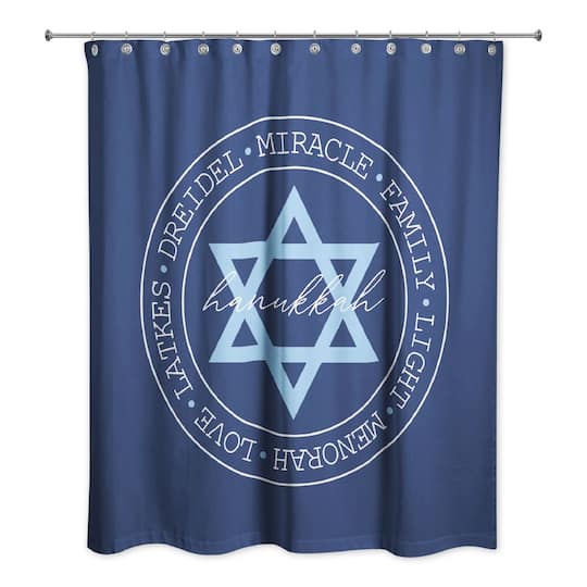 Hanukkah Words in a Circle Shower Curtain